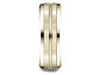 Benchmark® 14k Gold 8mm Comfort-fit Drop Bevel Satin Center Cut Design Wedding Band Ring