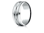Benchmark® 14k Gold 8mm Comfort-fit Drop Bevel Satin Center Cut Design Wedding Band Ring