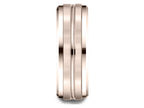 Benchmark® 14k Rose Gold 8mm Comfort-fit Drop Bevel Satin Center Cut Design Wedding Band Ring