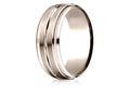 Benchmark® 14k Rose Gold 8mm Comfort-fit Drop Bevel Satin Center Cut Design Wedding Band Ring