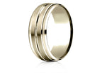 Benchmark® 18k Gold 8mm Comfort-fit Drop Bevel Satin Center Cut Design Wedding Band Ring