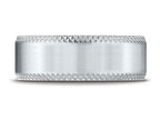 Benchmark® 14k Gold 8mm Comfort-fit Satin-finished Cross Hatched Beveled Edge Carved Design Wedding Band Ring