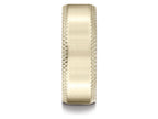Benchmark® 14k Gold 8mm Comfort-fit Satin-finished Cross Hatched Beveled Edge Carved Design Wedding Band Ring
