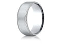 Benchmark® 14k Gold 8mm Comfort-fit Satin-finished Cross Hatched Beveled Edge Carved Design Wedding Band Ring