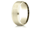 Benchmark® 10k Gold 8mm Comfort-fit Satin-finished Drop Beveled Edge Carved Design Wedding Band Ring