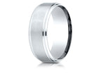 Benchmark® 10k Gold 8mm Comfort-fit Satin-finished Drop Beveled Edge Carved Design Wedding Band Ring