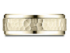 Benchmark® 14k Gold 8mm Comfort-fit Drop Bevel Hammered Finish Design Wedding Band Ring