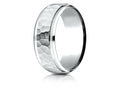 Benchmark® 14k Gold 8mm Comfort-fit Drop Bevel Hammered Finish Design Wedding Band Ring
