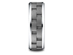 Benchmark® 8mm Cobalt Chrome Comfort-Fit Beveled Edge Sandblasted Link Pattern Design Ring
