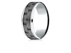 Benchmark® 8mm Cobalt Chrome Comfort-Fit Beveled Edge Sandblasted Link Pattern Design Ring