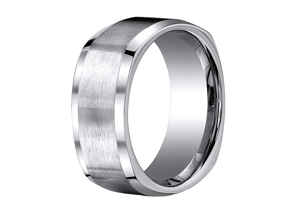 Benchmark® Cobalt Chrome™ 9mm Comfort-fit Satin-finished Four-sided Design Ring