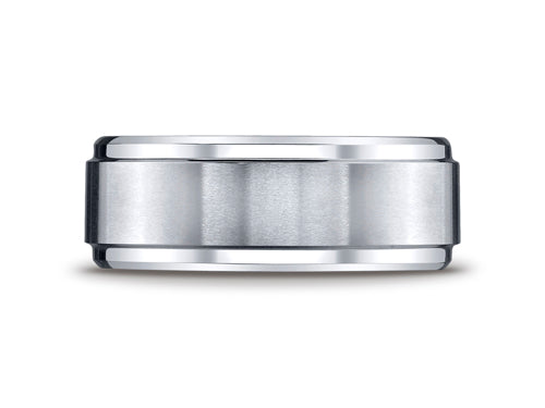 Benchmark® Cobalt Chrome™ 9mm Comfort-fit Satin-finished Stair-step Edge Design Ring