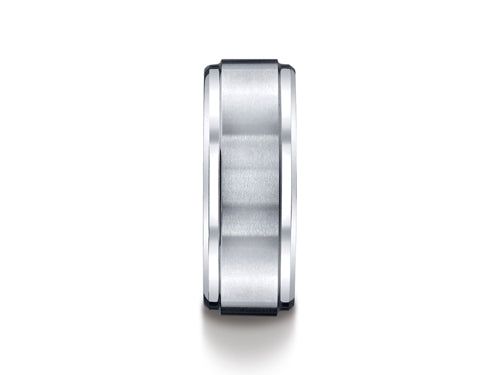Benchmark® Cobalt Chrome™ 9mm Comfort-fit Satin-finished Stair-step Edge Design Ring