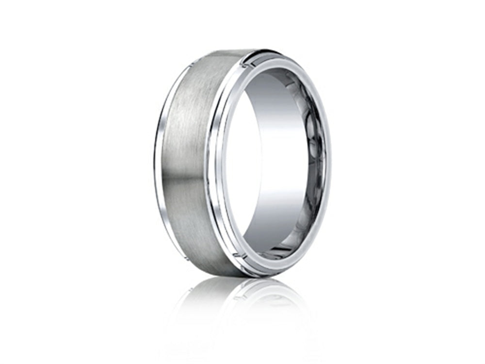 Benchmark® Cobalt Chrome™ 9mm Comfort-fit Satin-finished Stair-step Edge Design Ring