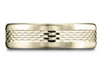 Benchmark® 14 Karat Gold 6.5mm Comfort-fit Mesh Center Satin Finish Edge Design Wedding Band Ring