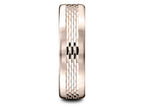 Benchmark® 14 Karat Rose Gold 6.5mm Comfort-fit Mesh Center Satin Finish Edge Design Wedding Band Ring