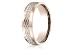 Benchmark® 14 Karat Rose Gold 6.5mm Comfort-fit Mesh Center Satin Finish Edge Design Wedding Band Ring