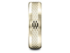 Benchmark® 18 Karat Gold 6.5mm Comfort-fit Mesh Center Satin Finish Edge Design Wedding Band Ring