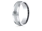 Benchmark® 18 Karat Gold 6.5mm Comfort-fit Mesh Center Satin Finish Edge Design Wedding Band Ring