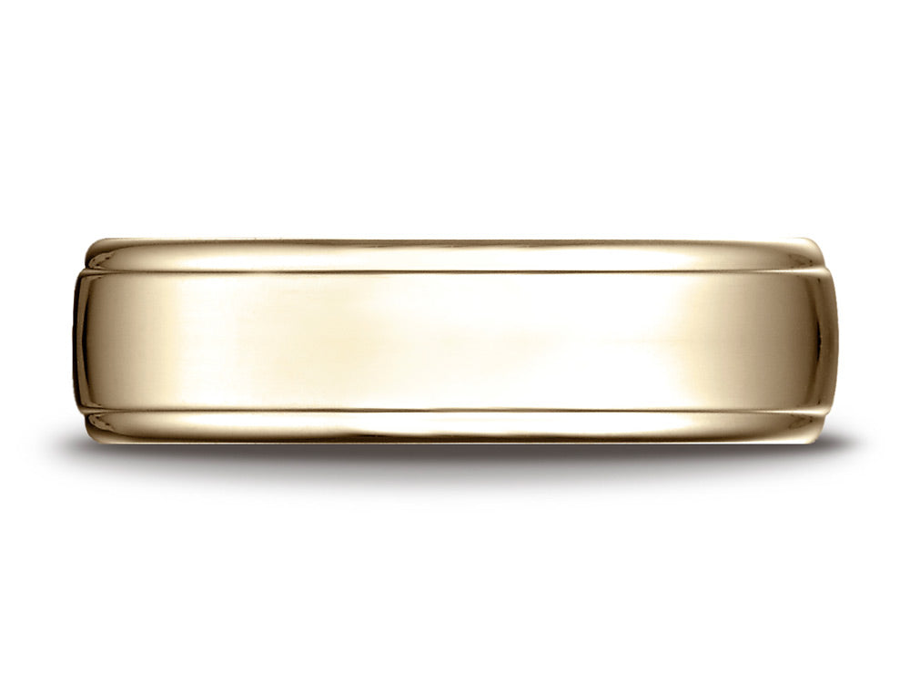 Benchmark® 14 Karat Gold 6.5mm Comfort-fit Drop Edge High Polish Design Wedding Band Ring