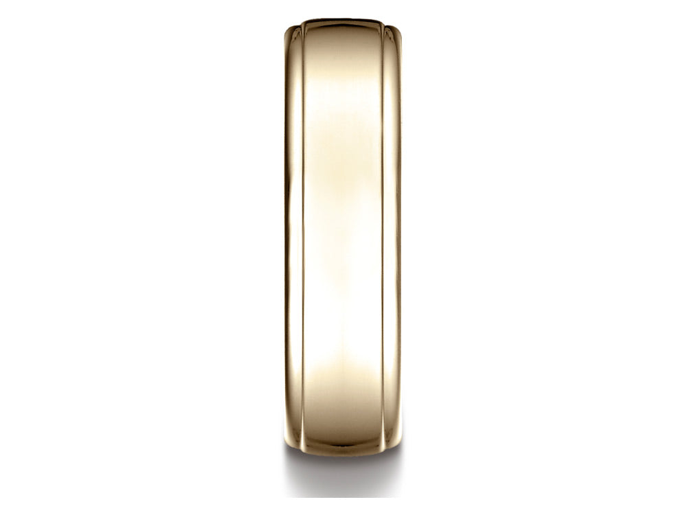 Benchmark® 14 Karat Gold 6.5mm Comfort-fit Drop Edge High Polish Design Wedding Band Ring