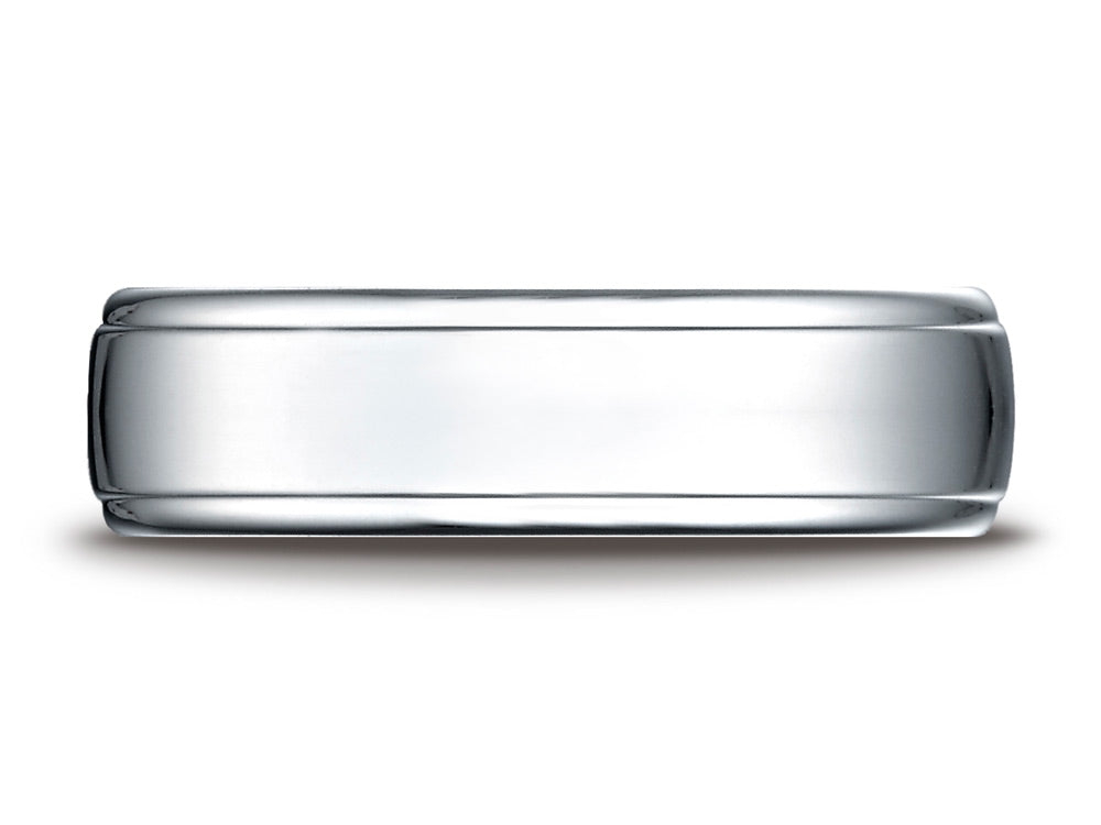 Benchmark® 18 Karat Gold 6.5mm Comfort-fit Drop Edge High Polish Design Wedding Band Ring