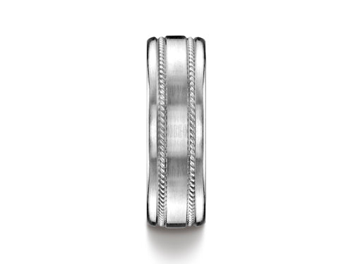 Benchmark® 7.5mm Comfort-fit Satin-finished Rope Carved Design Wedding Band Ring