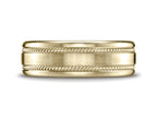 Benchmark® 7.5mm Comfort-fit Satin-finished Rope Carved Design Wedding Band Ring