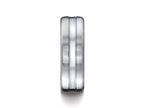 Benchmark® 7.5mm Comfort-fit Satin-finished High Polished Center Cut Carved Design Wedding Band Ring