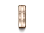Benchmark® 7.5mm Comfort-fit Satin-finished High Polished Center Cut Carved Design Wedding Band Ring