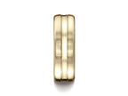 Benchmark® 7.5mm Comfort-fit Satin-finished High Polished Center Cut Carved Design Wedding Band Ring
