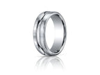 Benchmark® 7.5mm Comfort-fit Satin-finished High Polished Center Cut Carved Design Wedding Band Ring