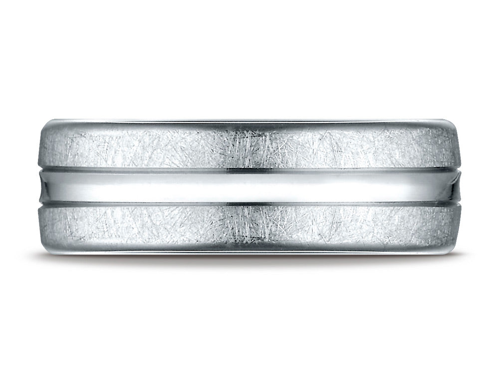 Benchmark® 14k Gold 7.5 Mm Comfort Fit Swirled Finish Center Convex Cut Design Wedding Band Ring