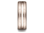 Benchmark® 14k Rose Gold 7.5 Mm Comfort Fit Swirled Finish Center Convex Cut Design Wedding Band Ring