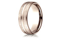 Benchmark® 14k Rose Gold 7.5 Mm Comfort Fit Swirled Finish Center Convex Cut Design Wedding Band Ring