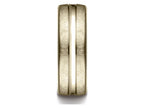 Benchmark® 18k Gold 7.5 Mm Comfort Fit Swirled Finish Center Convex Cut Design Wedding Band Ring