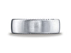 Benchmark® 4.5mm Comfort-fit Satin-finished Rivet Coin Edging Carved Design Wedding Band Ring