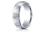 Benchmark® 4.5mm Comfort-fit Satin-finished Rivet Coin Edging Carved Design Wedding Band Ring