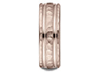 Benchmark® 14 Karat Rose Gold 7.5mm Comfort-fit Hammered Finish Double High Polish Cut Design Wedding Band Ring