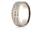 Benchmark® 14 Karat Rose Gold 7.5mm Comfort-fit Hammered Finish Double High Polish Cut Design Wedding Band Ring