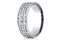 Benchmark® 14 Karat Gold 7.5mm Comfort-fit Hammered Finish Double High Polish Cut Design Wedding Band Ring