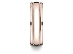 Benchmark® 14k Rose Gold 7.5mm Comfort-fit Milgrain High Polish Carved Design Wedding Band Ring