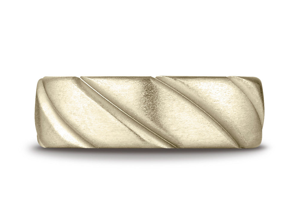 Benchmark® 14k Gold Comfort Fit Satin Finished Swirl Pattern Design Wedding Band Ring