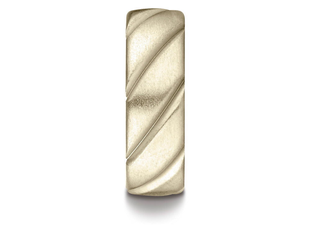 Benchmark® 14k Gold Comfort Fit Satin Finished Swirl Pattern Design Wedding Band Ring