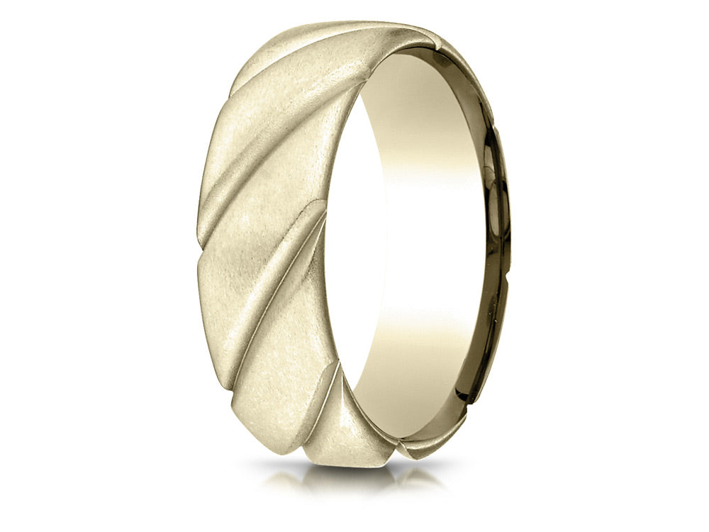Benchmark® 14k Gold Comfort Fit Satin Finished Swirl Pattern Design Wedding Band Ring