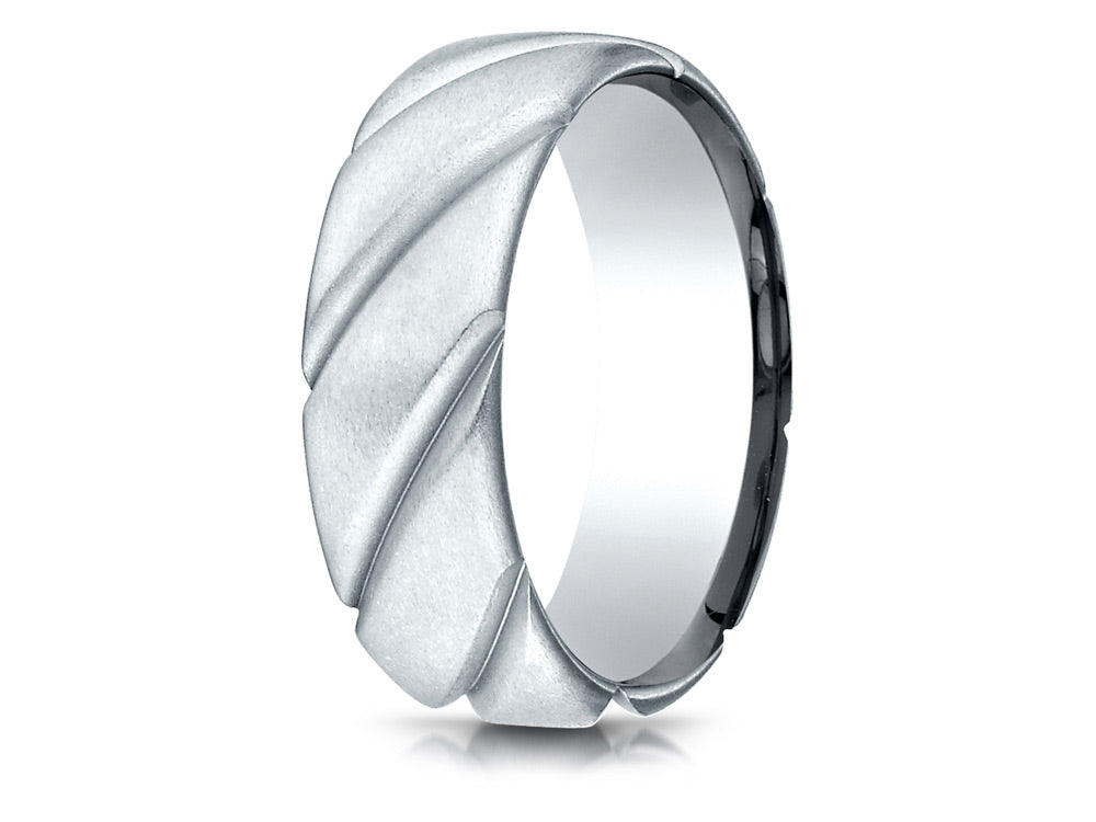 Benchmark® 14k Gold Comfort Fit Satin Finished Swirl Pattern Design Wedding Band Ring
