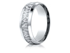 Benchmark® 14k Gold 7.5mm Comfort Fit Hammered Finish Beveled Edge Design Wedding Band Ring