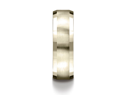 Benchmark® 7mm Comfort-fit Satin-finished Four-sided Carved Design Wedding Band Ring