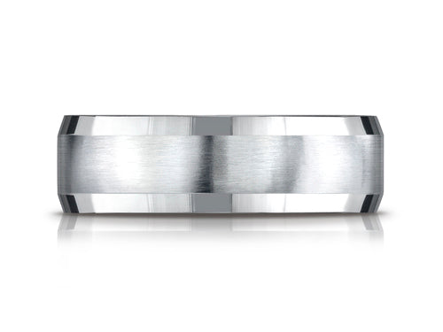 Benchmark® 7mm Comfort-fit Satin-finished Four-sided Carved Design Wedding Band Ring