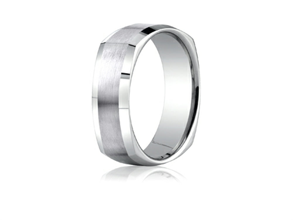 Benchmark® 7mm Comfort-fit Satin-finished Four-sided Carved Design Wedding Band Ring